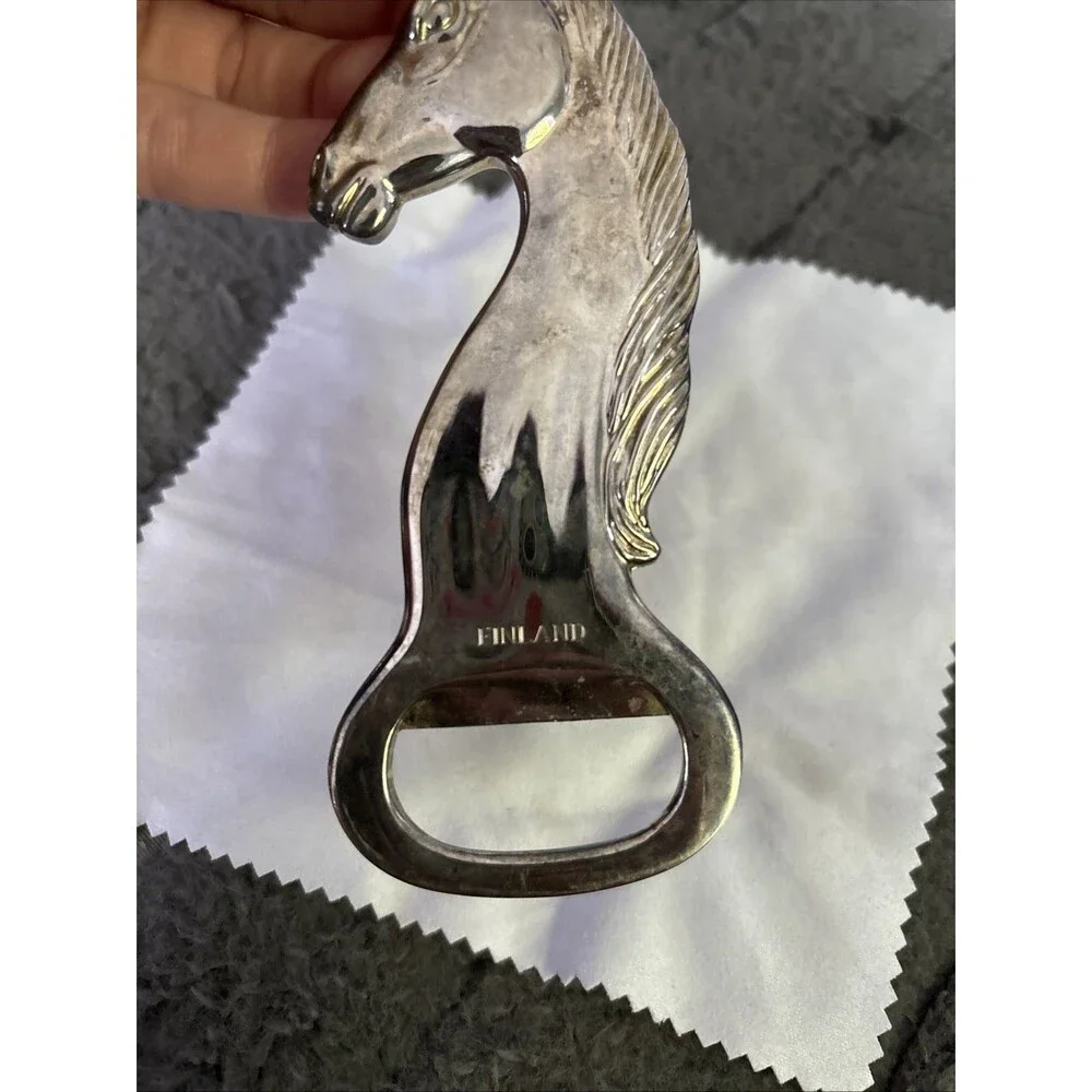 Silver Plated Horse Bottle Opener  Marked Finland